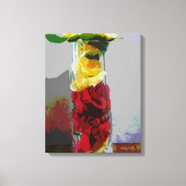 Gelb und rote Rosen Leinwanddruck (Vorderseite)