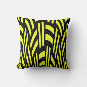Gelb und Schwarz Art Deco Kissen