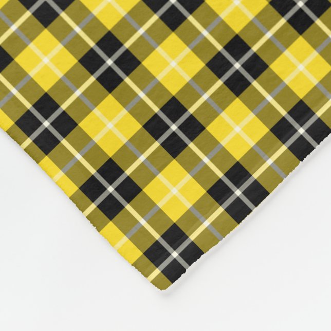 Gelb und schwarz Barclay Clan Tartan Fleecedecke (Ecke)