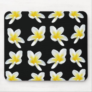 gelb und schwarz-Frangipani-Muster, Mousepad