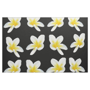 gelb und schwarz-Frangipani-Muster, Stoff