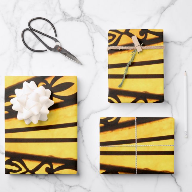 Gelb und Schwarz Geschenkpapier Set (Vorderseite)