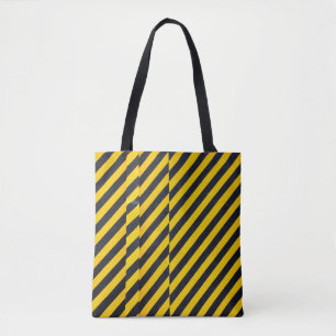 Gelb und schwarz gestreifte Spinnstoffe Tasche