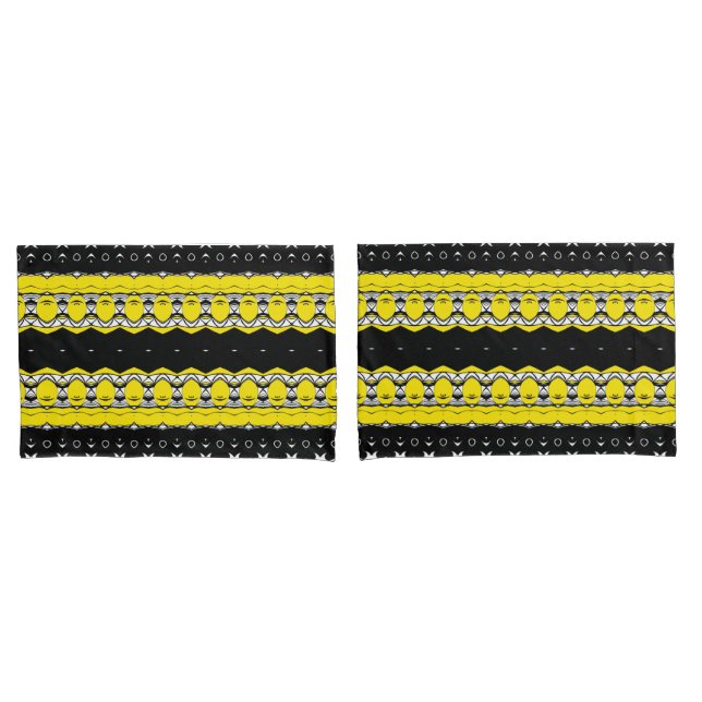Gelb und Schwarz Kissenbezug (Vorderseite-Set)