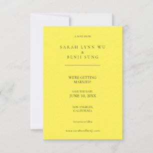 Gelb und Schwarz Minimalistisch Save The Date