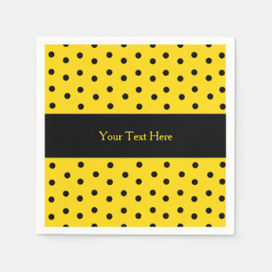Gelb und schwarz Polka Dot Custom Paper Napkins Serviette