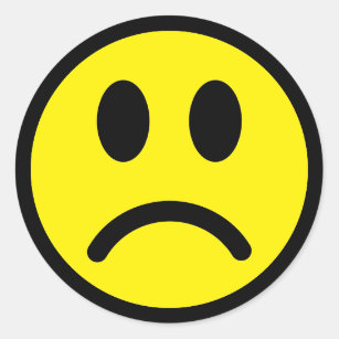 Gelb und schwarz-sauer Gesicht Smilie Emoji Runder Aufkleber