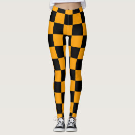 Gelb und Schwarz, Schachbrettmuster - modern Leggings