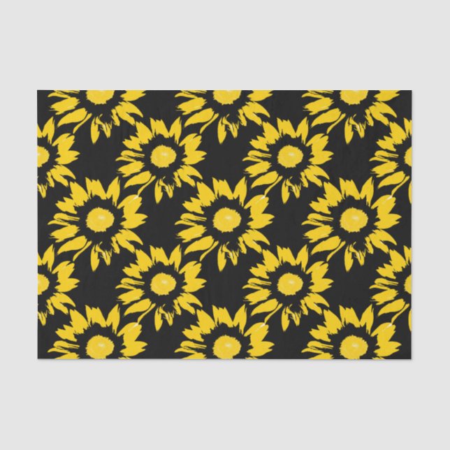 Gelb- und Schwarz-Sonnenblumenmuster Seidenpapier (Vorderseite)