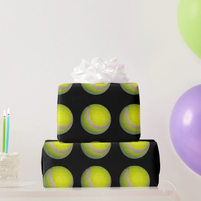 Gelb- und Schwarz-Tennis-Ball-Muster, Geschenkpapier (Partygeschenke)