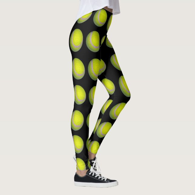 Gelb- und Schwarz-Tennis-Ball-Muster, Leggings (Rechts)