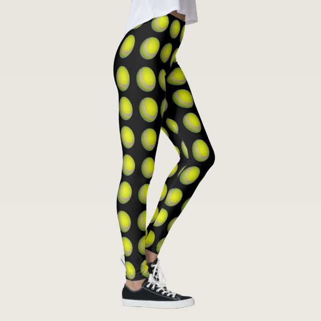 Gelb- und Schwarz-Tennis-Ball-Muster, Leggings (Rechts)