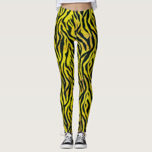 Gelb- und Schwarz-Zebra Leggings
