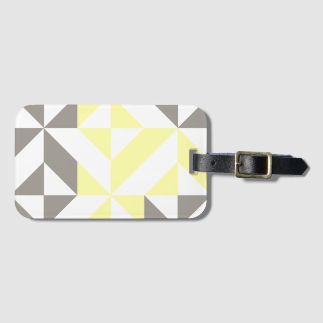 Gelb und silber Geometric ZigZag Gepäckanhänger (Vorderseite (Horizontal))