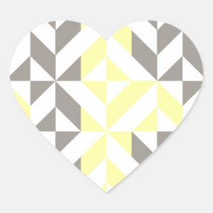 Gelb und silber Geometric ZigZag Herz-Aufkleber
