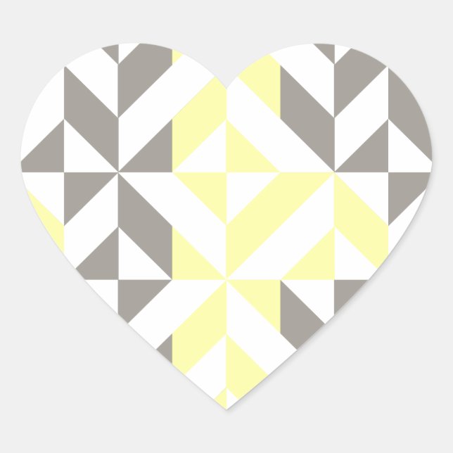 Gelb und silber Geometric ZigZag Herz-Aufkleber (Vorderseite)