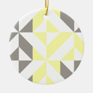 Gelb und silber Geometric ZigZag Keramik Ornament