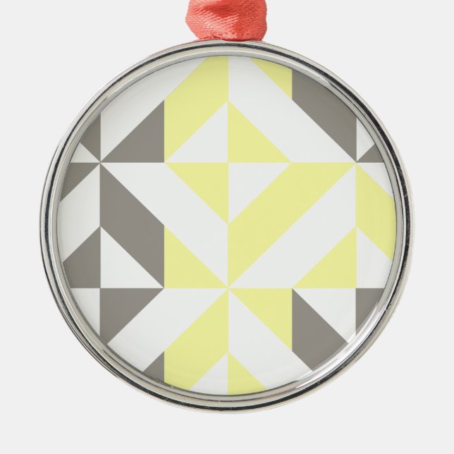 Gelb und silber Geometric ZigZag Ornament Aus Metall (Vorne)