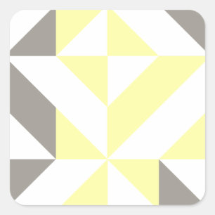 Gelb und Silber Geometric ZigZag Quadratischer Aufkleber