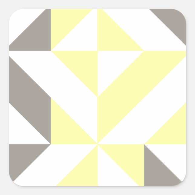 Gelb und silber Geometric ZigZag Quadratischer Aufkleber (Vorderseite)