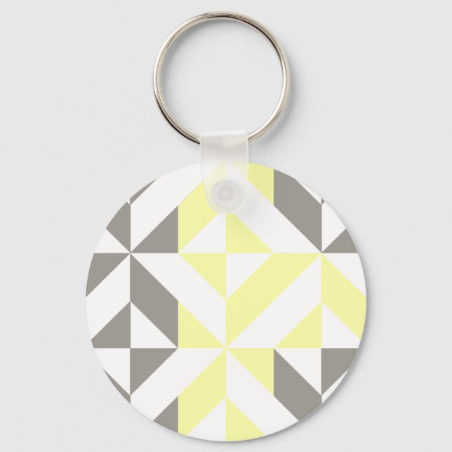 Gelb und silber Geometric ZigZag Schlüsselanhänger (Vorderseite)