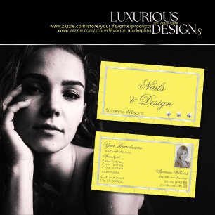 Gelb und Silber Rahmen mit Luxus Diamonds & Foto Visitenkarte
