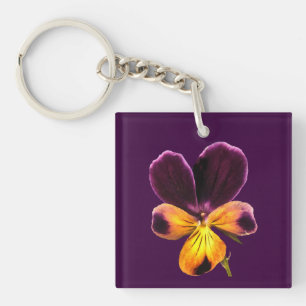 Gelb und violette Blumen Akryllischer Schlüsselanh Schlüsselanhänger