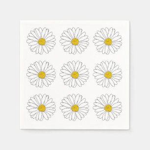 Gelb und Weiß Daisy Muster Napkins Serviette