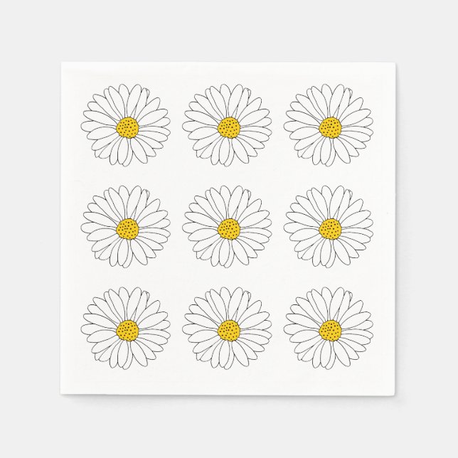 Gelb und Weiß Daisy Muster Napkins Serviette (Vorderseite)