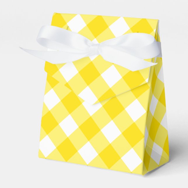 Gelb und Weiß Gingham Muster Geschenkschachtel (Vorderseite)