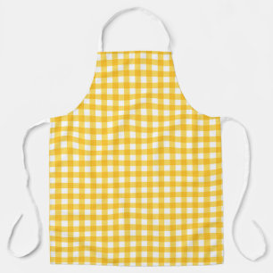 Gelb und Weiß Gingham Muster Schürze
