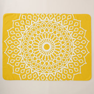 Gelb und Weiß Mandala - Dans-lew in Honig Sherpadecke