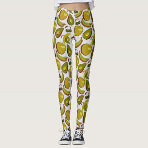 Gelb und weiß, nahtloses Muster tropischer Früchte Leggings