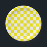 Gelb und weiß pappteller<br><div class="desc">Abstrakte digitale Kunst von Gelb-Weiß-Quadraten in einer karierten Formation.</div>