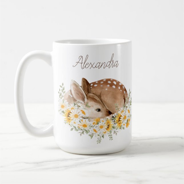 Gelb unser kleiner lieber Hirsch, Sonnenblumen Dai Kaffeetasse (Links)