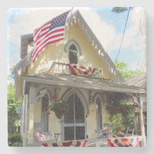 Gelb Viktorianisch mit Bunting - Martha's Vineyard Steinuntersetzer