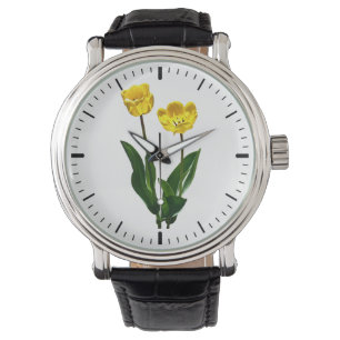 Gelb von hinten beleuchtete Tulpen Armbanduhr