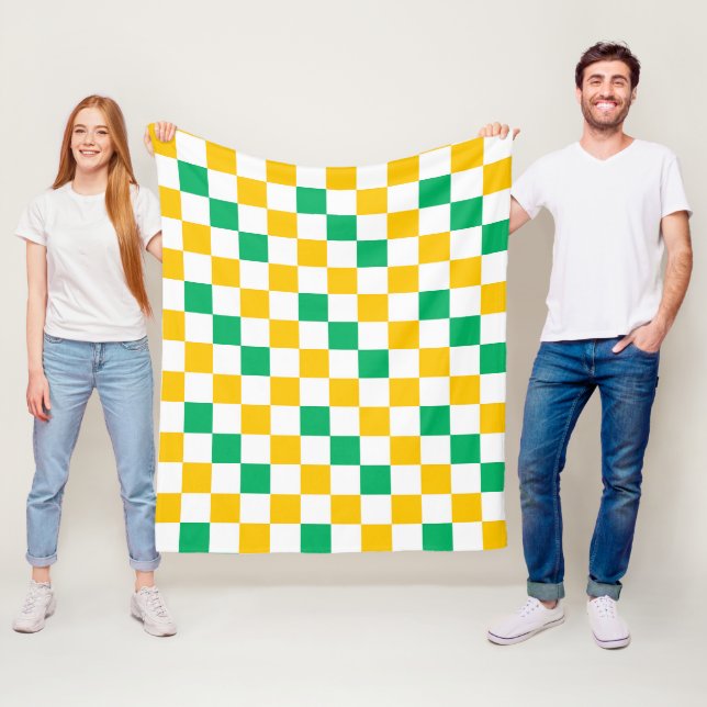 Gelb Weiß Grün Kariertes Design  Fleecedecke (Beispiel)