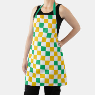 Gelb Weiß Grün Kariertes Design Schürze