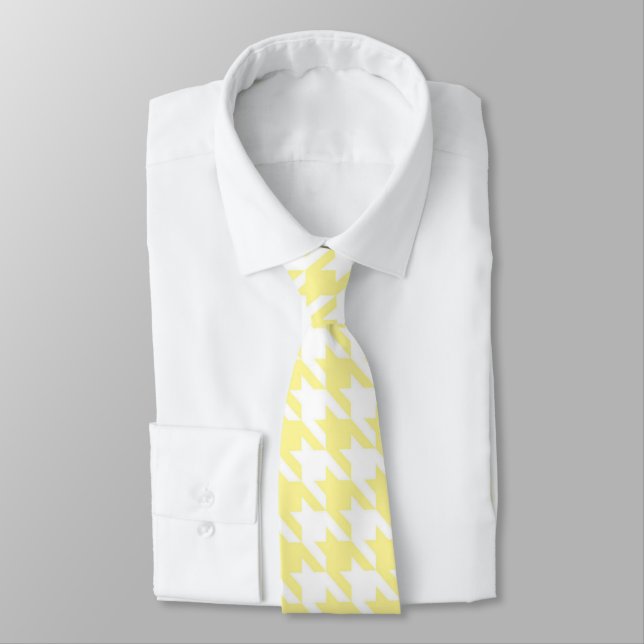 Gelb/Weiß-Hahnentrittmuster Necktie Krawatte (Gebunden)