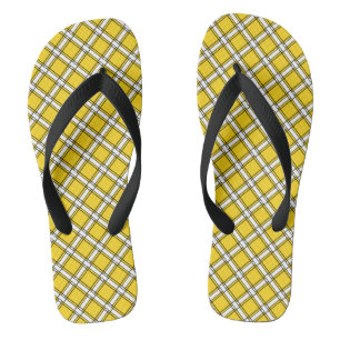 Gelb-weiß-kariertes kariertes Muster Flip Flops