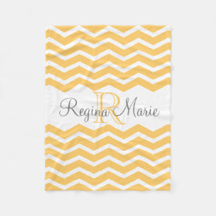 Gelb/weiß Monogramm Name Halten Sie Zickzack Fleecedecke