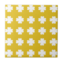 Gelb-Weiß-Retro-Floral-Druck