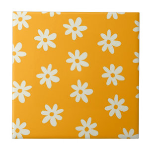 Gelb Weiß Retro Y2K Blumenmuster Fliese