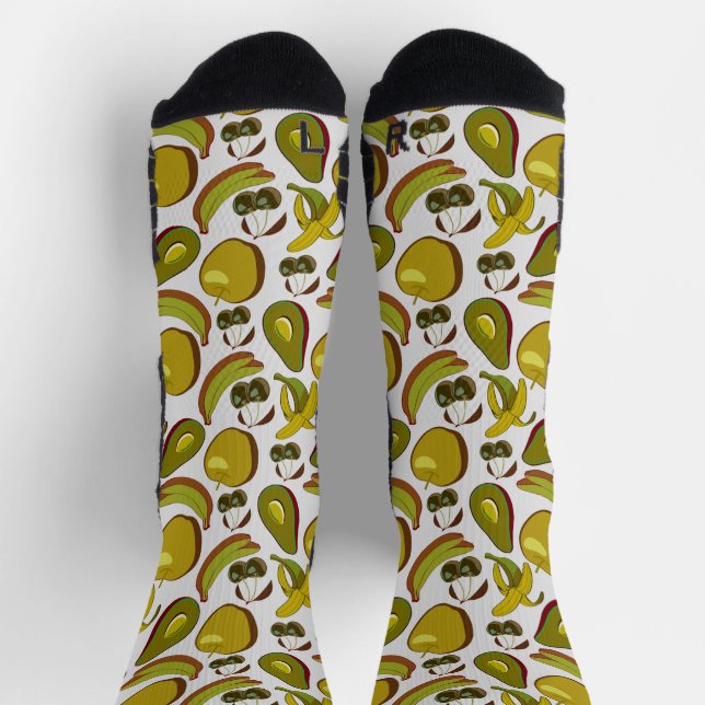 Gelb-weiß-w-Muster der tropischen Früchte Socken (Oben)