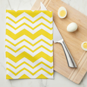 Gelb-weiße Chevron-Zickzack-Musterdesign  Geschirrtuch