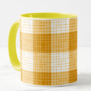 Gelb-weiße, fett karierte Plaid-Design Tasse