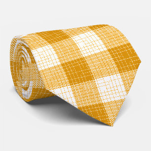 Gelb-weiße, fett karierte Plaid-Muster Krawatte