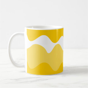 Gelb-weiße horizontale Wellenmuster Kaffeetasse