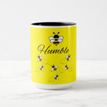 GELB WEISSE KERAMIK 15 OZ. BEE HUMBLE MUG